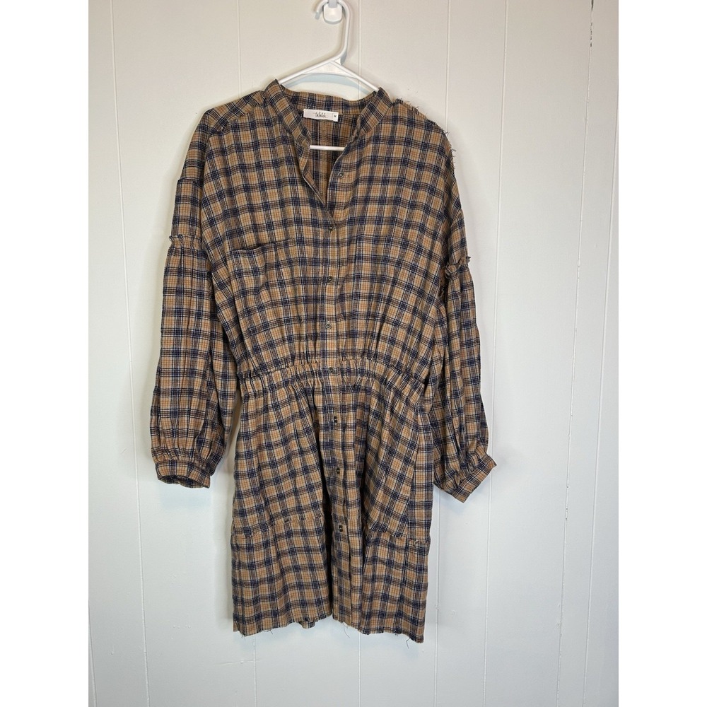 Talulah By Aritzia Women's Medium Plaid Mini Dress Long Sleeve Fall Vibes 151